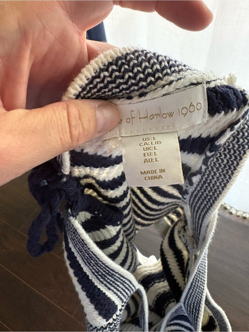 House of Harlow 1960 | Striped Crop Tank + Shorts | Navy & Cream | Size L - Picture 7 of 13